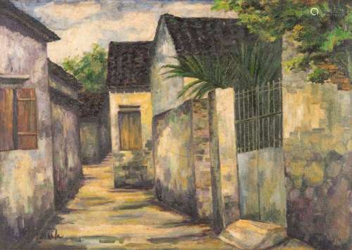 DUY THANH (1931) Ruelle Huile sur toile Signée ...