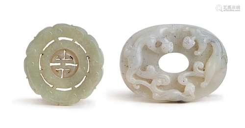 TWO CHINESE CARVED JADE