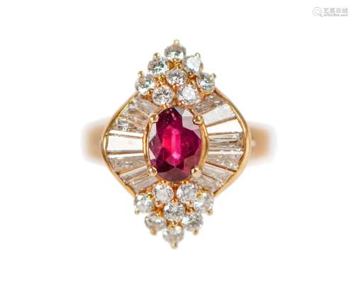 NATURAL1.3 CARATS RUBY AND DIAMONDS RING