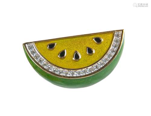 JUDITH LEIBER SWAROVSKI WATERMELON BROOCH