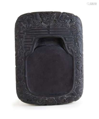 TANG EMPEROR STYLE CARVED DRAGON INK STONE