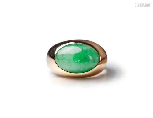 14k GOLD JADE MENS RING