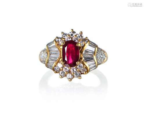 NATURAL 1.21 CARATS RUBY AND DIAMOND RING