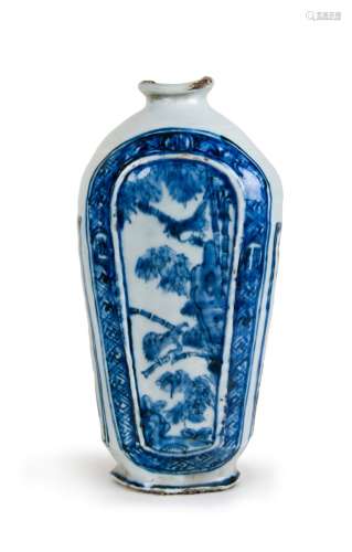 A FINE MING DYNASTY BLUE AND WHITE WINE VESSEL
