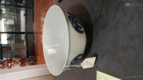 CHINESE BLUE AND WHITE CRANE BOWL