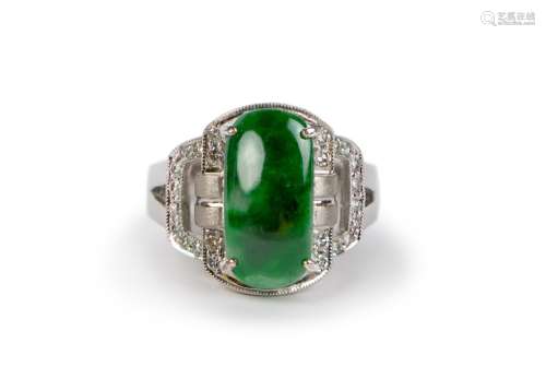 NATURAL JADEITE AND DIAMOND RING