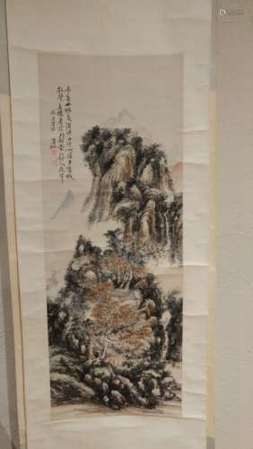 FINE CHINESE SCROLL PAINTING SIGNED HUANG BINHONG