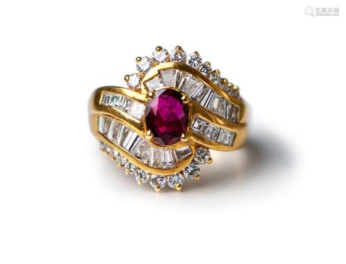 NATURAL RUBY AND DIAMOND RING