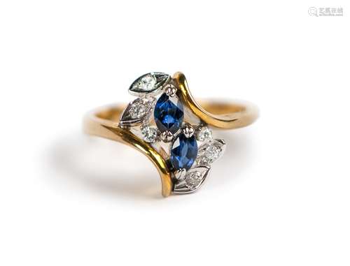 NATURAL BLUE SAPPHIRE AND DIAMOND RING