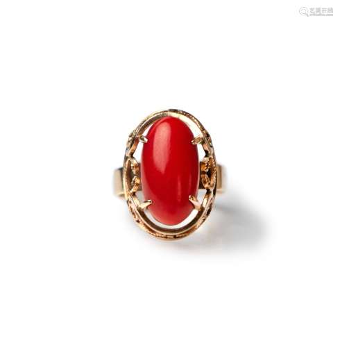 14k GOLD CORAL RING
