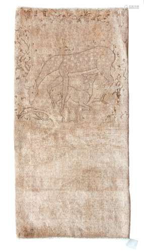 PERSIAN ANTIQUE TABRIZ RUG OF DEER