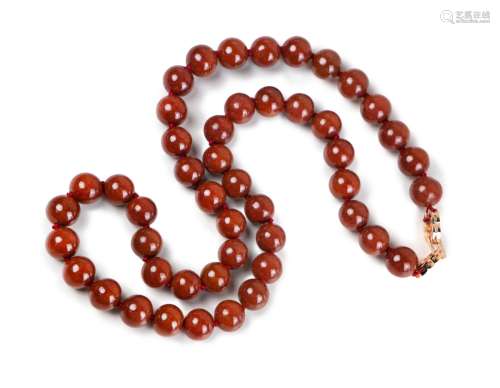 RED JADE BEADED NECKLACE