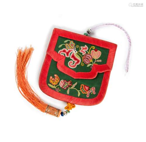 CHINESE FORBIDDEN STITCH EMBROIDERY POUCH