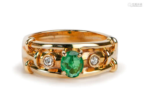 NATURAL EMERALD WITH DIAMOND RING
