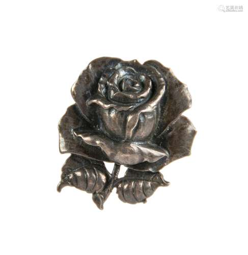 STERLING SILVER ROSE BROOCH