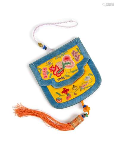 CHINESE FORBIDDEN STITCH EMBROIDERED POUCH