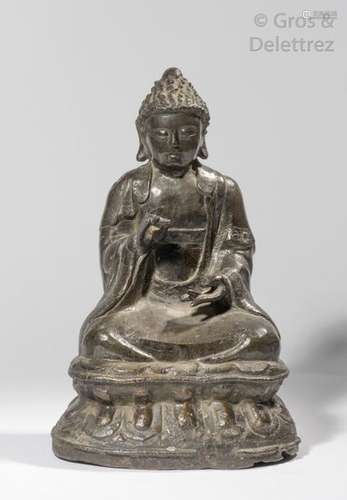 Chine, XVII XVIIIe siècle Statuette en bronze de p...