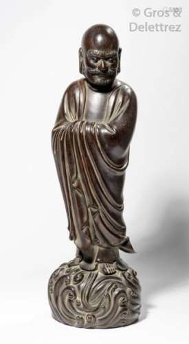 Chine, vers 1900 Statuette en bois, représentant D...