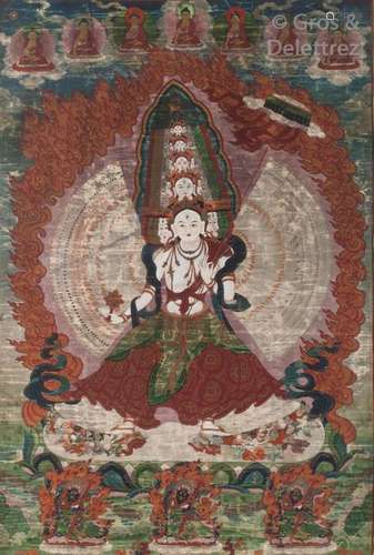 Tibet, XVIIIe siècle Important Thangka, représenta...