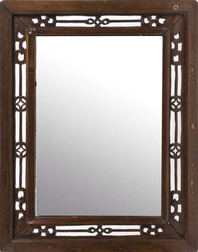 Miroir indochinois en bois de fer 55 x 43 cmMir...