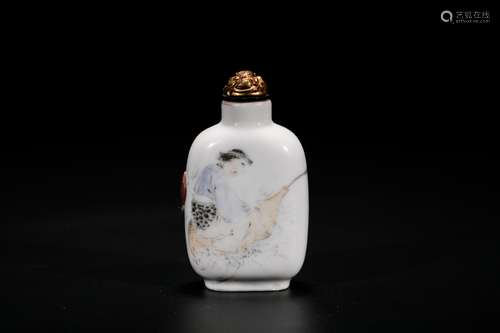 Chinese painted porcelain snuff bottle, signed Zhang Zi