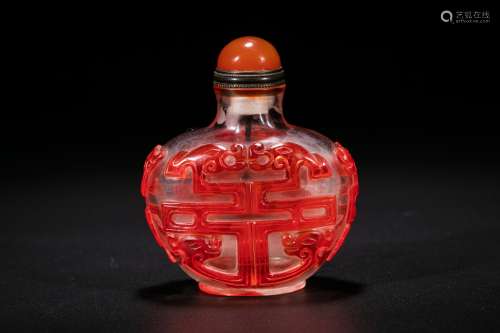 Chinese red overlay glass snuff bottle.