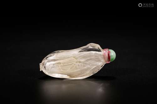 Chinese carved rock crystal snuff bottle. 19th Century.