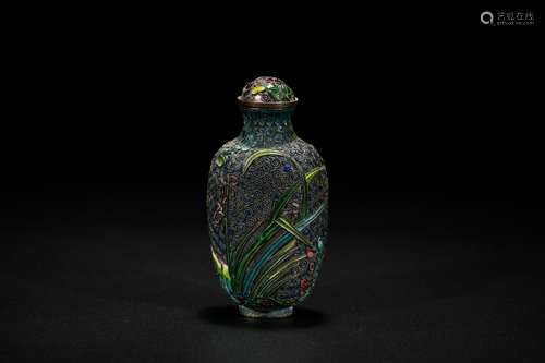 Chinese silver cloisonne snuff bottle