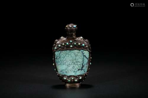 Chinese turquoise with silver mount snuff bottle