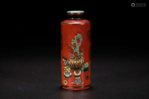 Chinese coral-red glaze porcelain snuff bottle.