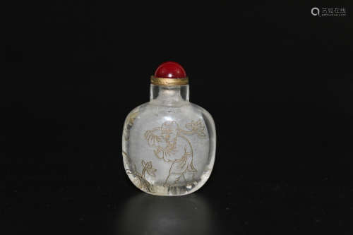 Chinese carved glass snuff bottle