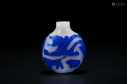 Chinese blue overlay snowstorm glass 