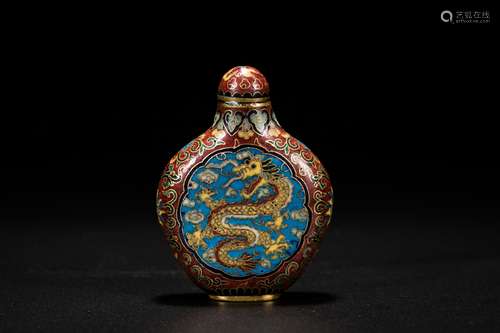 Chinese cloisonne snuff bottle, Qianlong Mark.