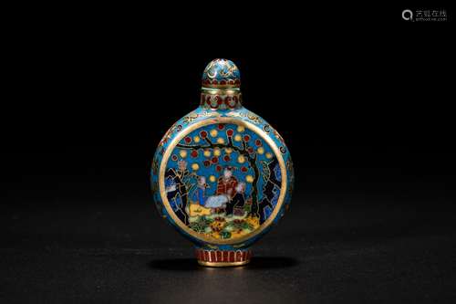 Chinese cloisonne snuff bottle. Qianlong Mark.