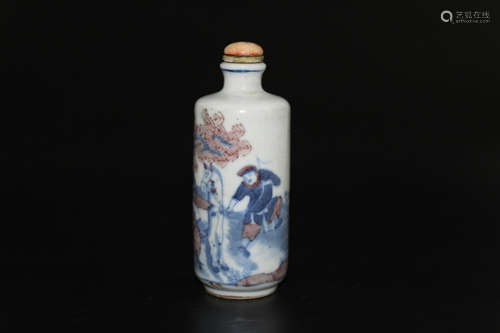 Chinese underglaze red blue and white procelain snuff