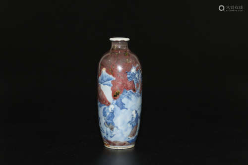 Chinese underglaze red blue and white procelain snuff