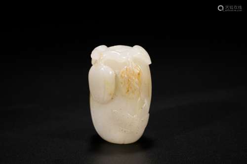 Chinese carved white jade melon snuff bottle.