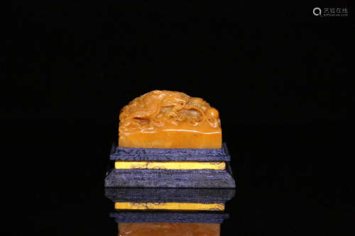 AN OLD, DRAGON&BALL TIANHUANG STONE SEAL