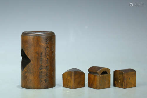 17-19TH CENTURY, A SET OF BOXWOOD SEALS, QING DYNASTY