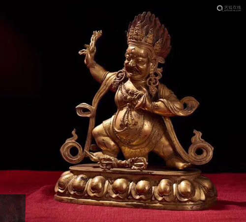 A BRONZE GILT JINGANG FIGURE