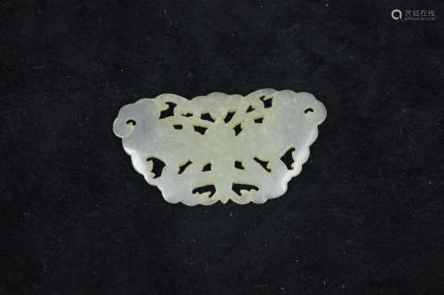A BUTTERFLY SHAPED JADE CARVING
