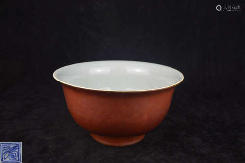 A BLUE AND RED GLAZE BOWL
