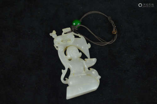 A LADY SHAPED JADE CARVING