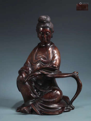 A BRONZE CASTED ZIZAIGUANYIN BUDDHA