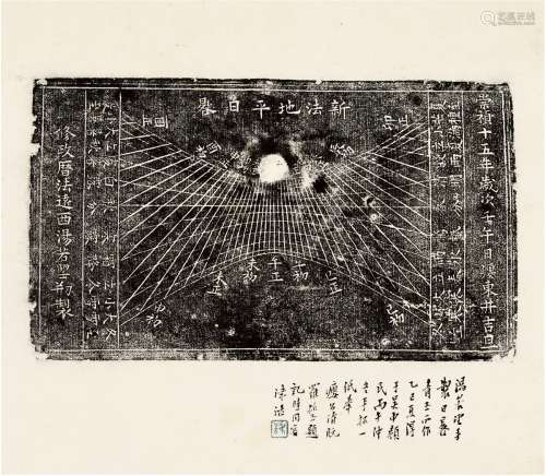 罗振玉（1866～1940） 汤若望手制日晷拓本 纸本 镜片
