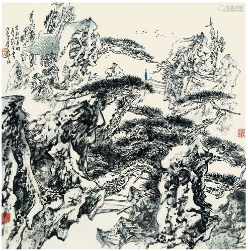 孙君良（b.1941） 狮子林图 镜心 设色纸本 戊辰(1988年)作