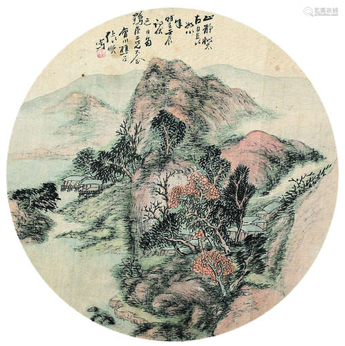 张顺（清・光绪） 山静日长图 团扇镜心 设色绢本 壬辰（1892年） 作