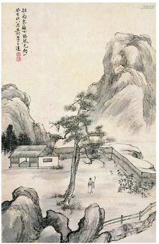 李上达（近代） 东篱采菊图 立轴 水墨纸本 癸亥（1923年）作