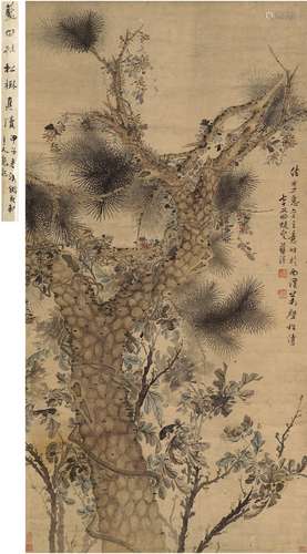 蓝瑛（1585～1664后） 古松长青图 立轴 设色纸本