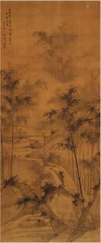 诸昇（1617～1691） 1685年作 竹溪烟雨图 立轴 水墨绢本